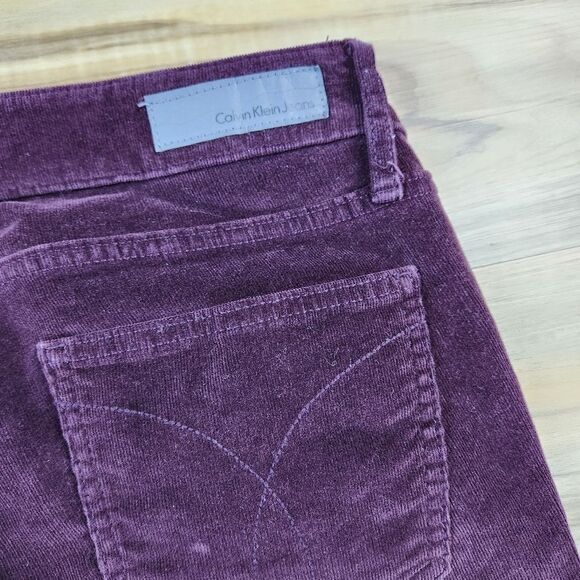 ☔️🔹️Calvin Klein Burgundy Plum Ultimate Skinny Corduroy Jeans Size 8 - Picture 9 of 12